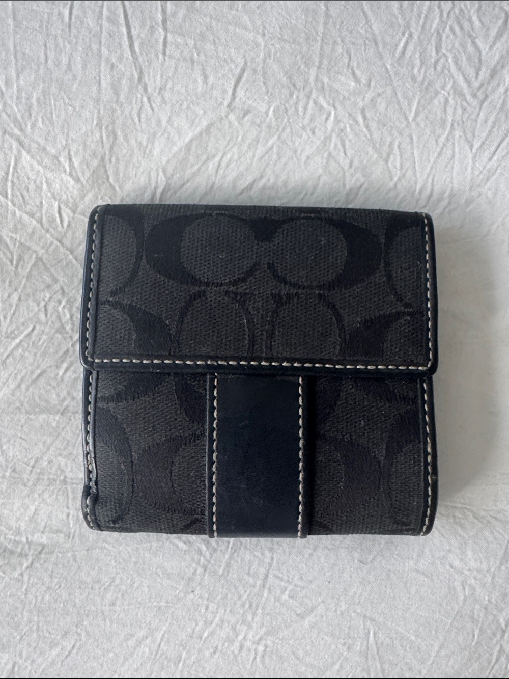 Coach Black Signature Canvas Bi-Fold Wallet